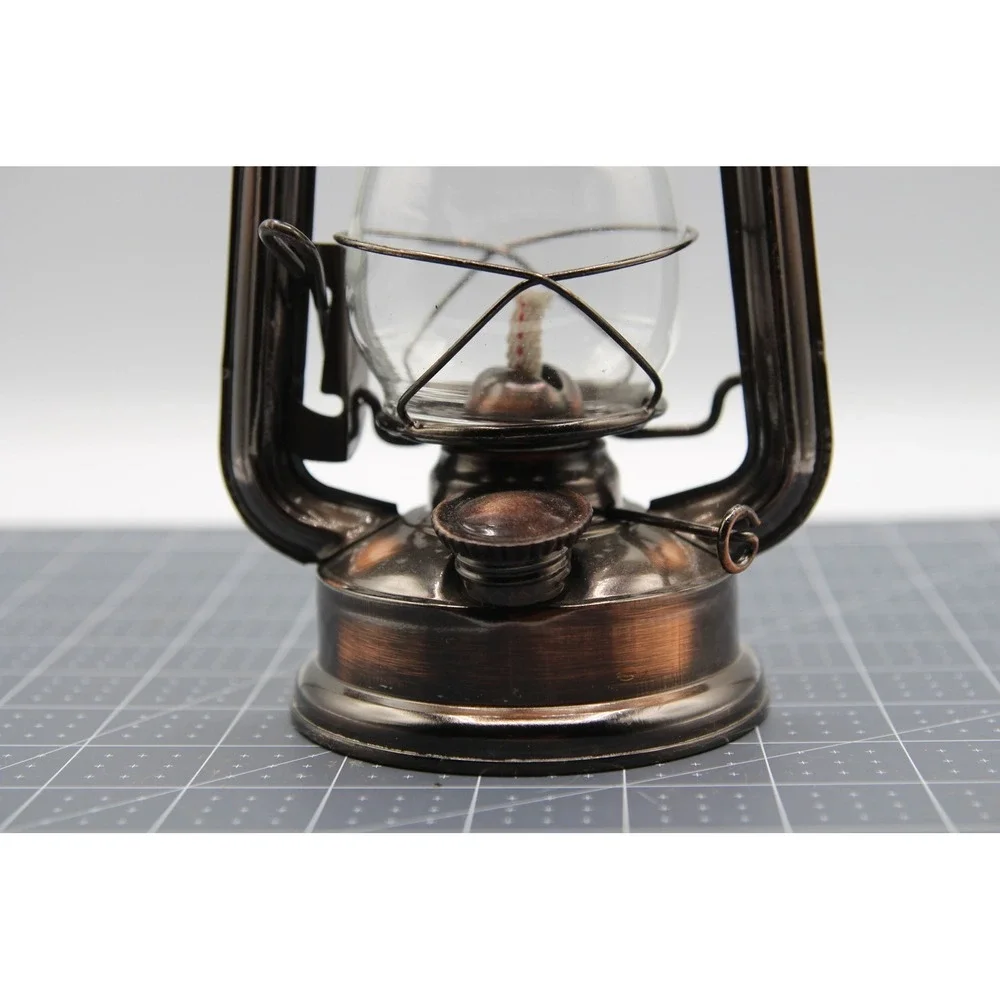 Vintage Style Copper Hurricane Lantern Oil Lamp Rustic Home Decor 9.5 Inch